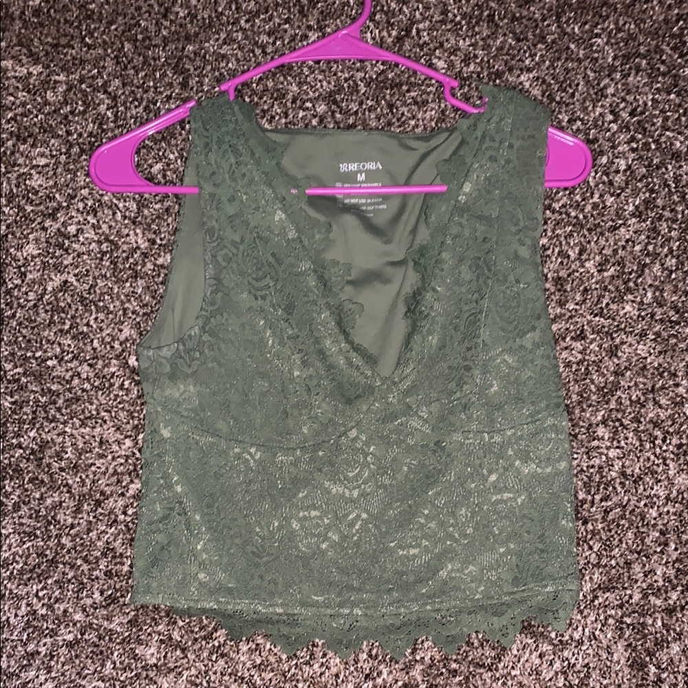 Amazon Forest Green Lace Tank Top